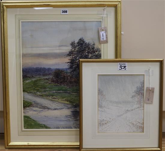 William Bright Morris (1838-1896) River landscape, signed and dated 1878, and John Reginald Goodman When Winter Comes